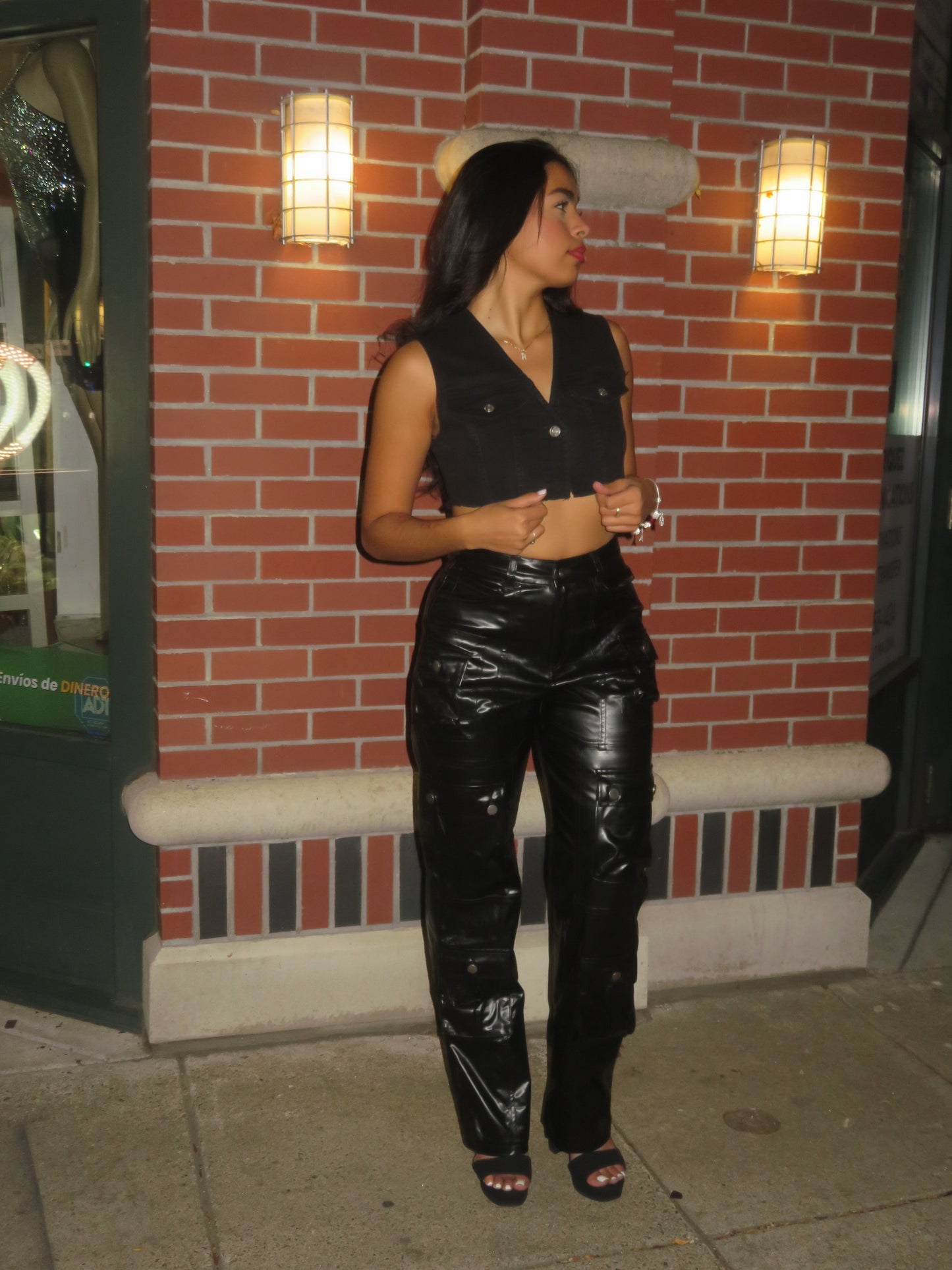 Leather cargo pants