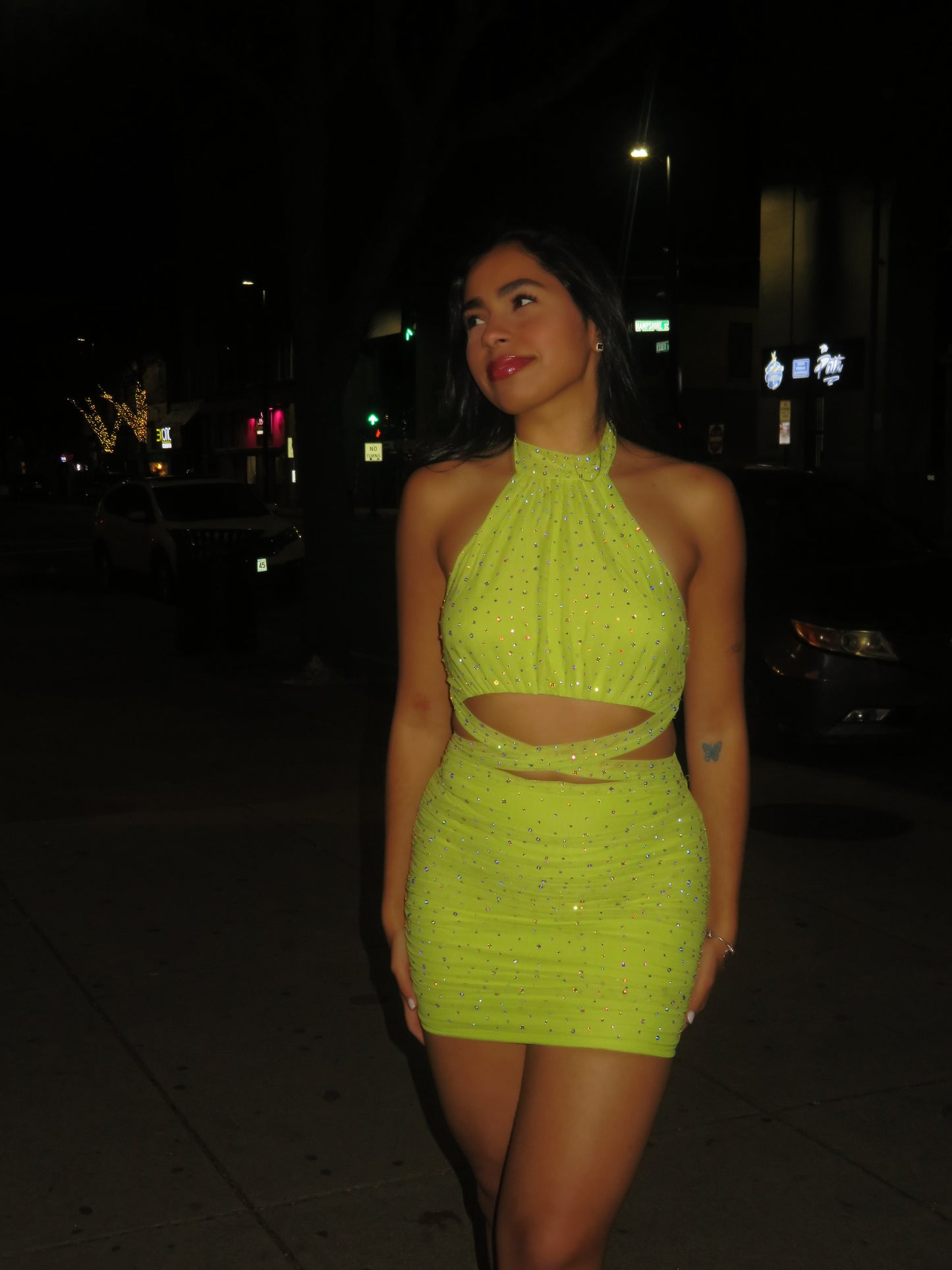 Neon touch bodycon dress