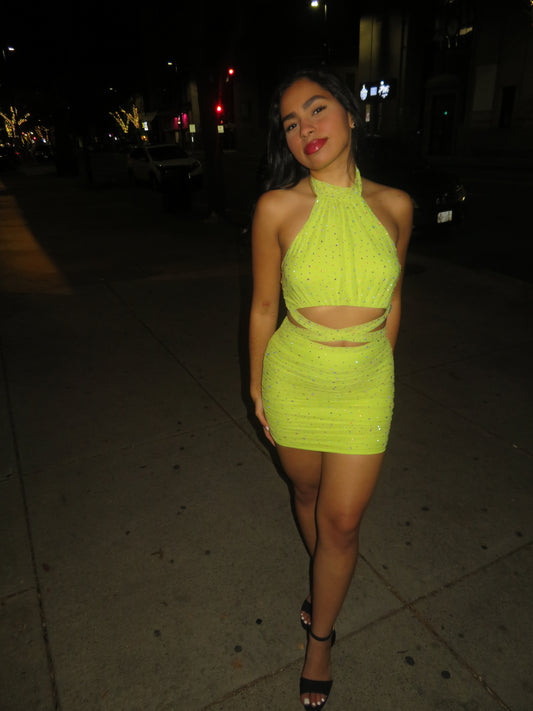 Neon touch bodycon dress