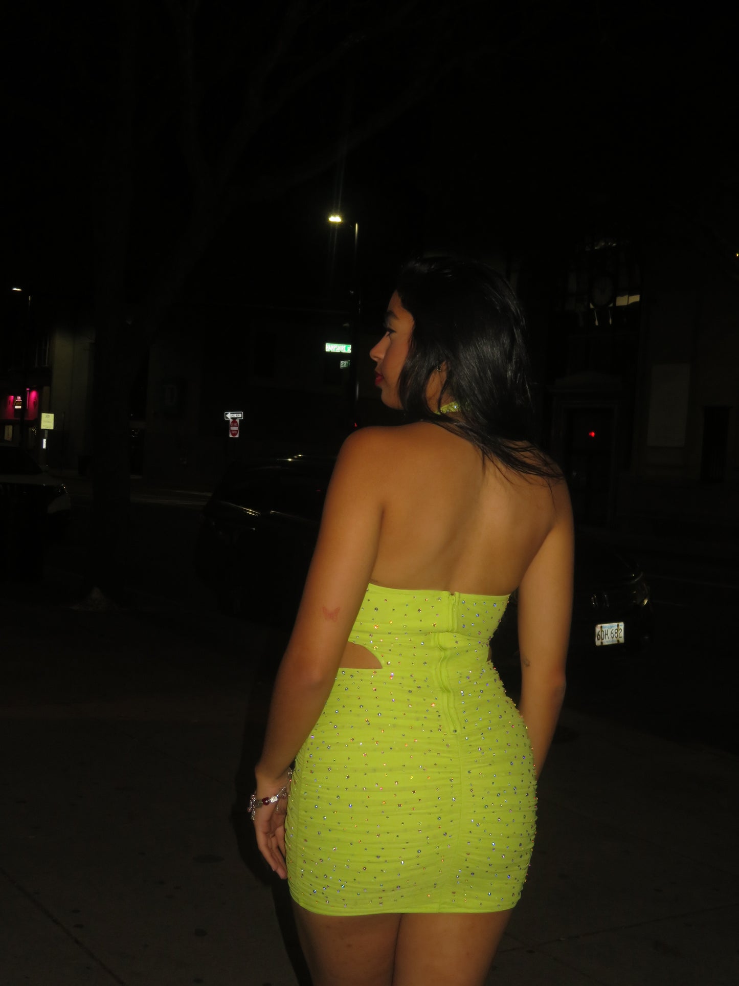 Neon touch bodycon dress